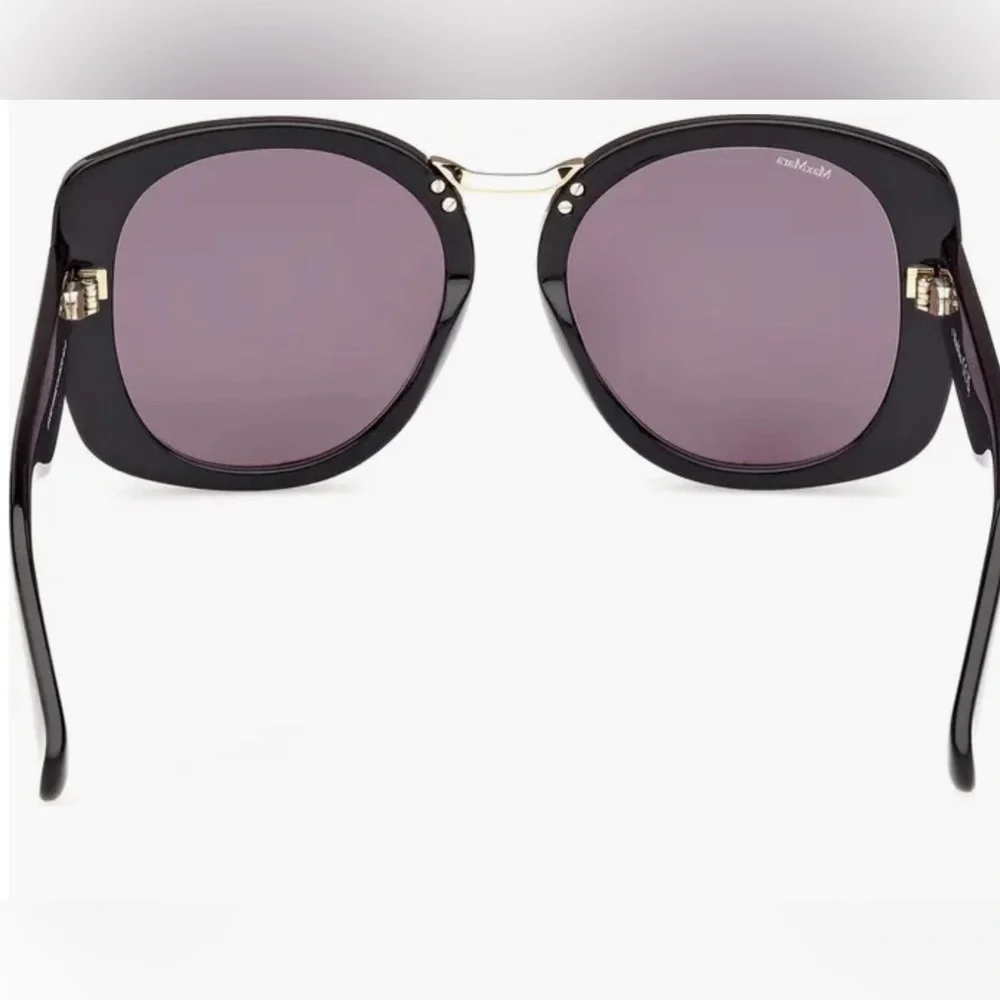MaxMara 55mm Black Vintage Inspired Rounded Sunglasses with Dark Lenses NIC